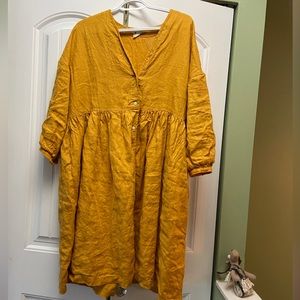 Beaton linen house dress in dandelion